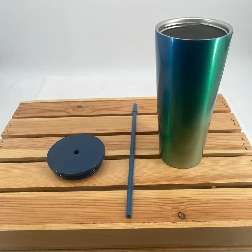 Starbucks 2021 Holiday Stainless Steel Blue & Green Ombre Tumbler 24 Oz Cold Cup